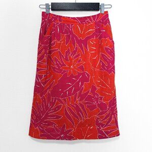Vintage 80s Liz Claiborne Tropical Pencil Skirt Size 10 Linen Cotton Blend